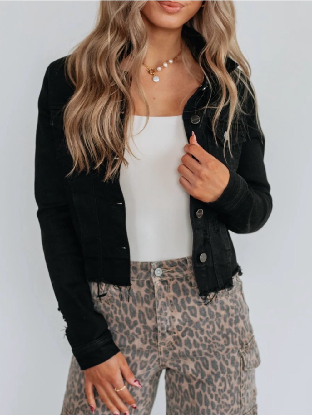 Black Cropped Denim Jacket - Classic Short-Line Jean Jacket